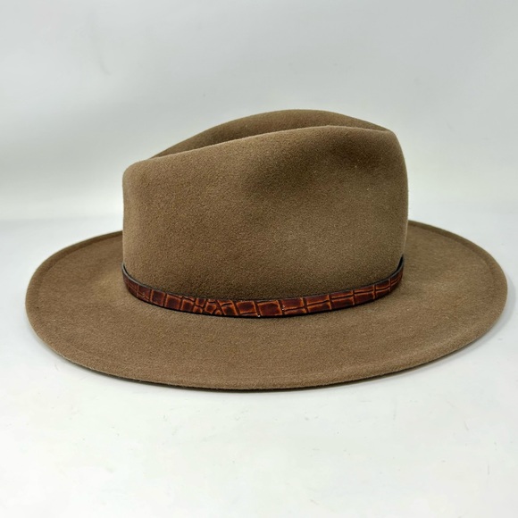 Lite Felt Wool Hat Size Medium USA Brown Tan Western Christy Coastal Cowgirl - Picture 3 of 13